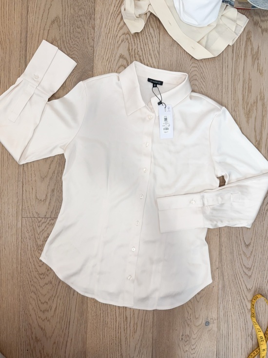 Dynamite Tops - NWT 100096863 Dynamite Eva satin cinched shirt see salt S